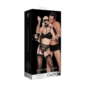 Ouch! Luxury Bondage Kit - Black - 10 Piece Set