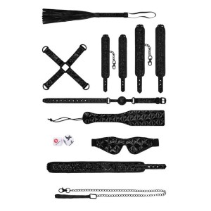 Ouch! Luxury Bondage Kit - Black - 10 Piece Set