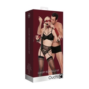 Ouch! Luxury Bondage Kit - Burgundy - 10 Piece Set