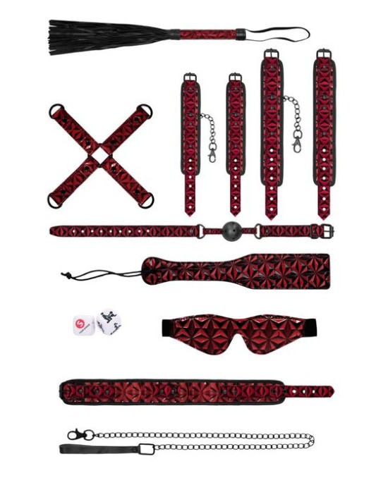 Ouch! Luxury Bondage Kit - Burgundy - 10 Piece Set