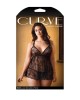 Curve Elena Lace Babydoll & Panty - Black - 1X/2X