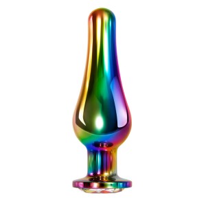 Evolved Rainbow Large Metal Butt Plug with Gem Base