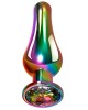 Evolved Rainbow Large Metal Butt Plug with Gem Base