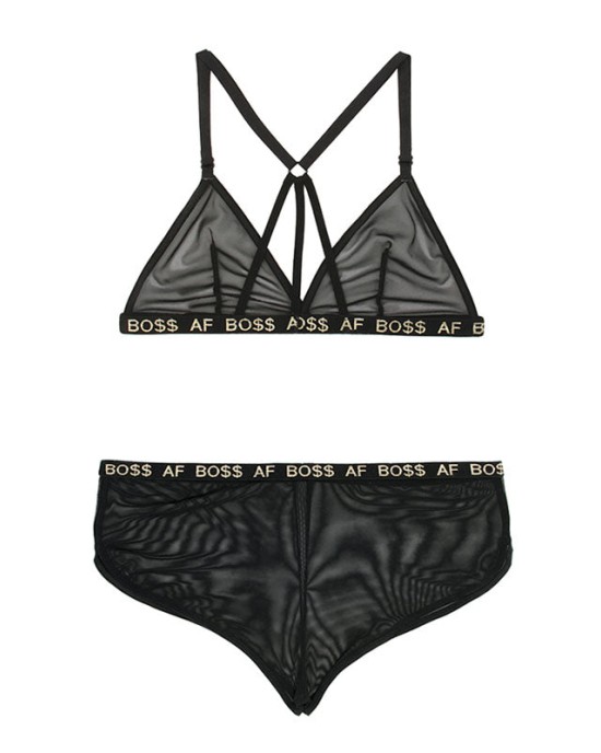 Vibes Boss AF Bralette & Retro Short - Black - S/M