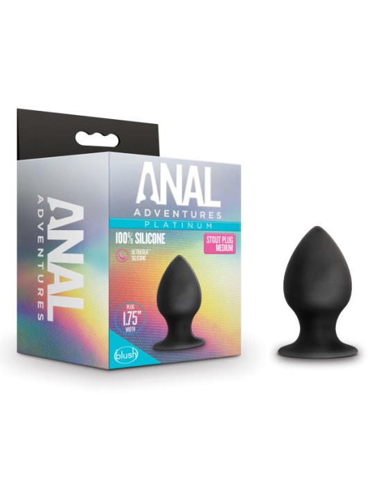 Anal Adventures Platinum Medium Black Stout Butt Plug