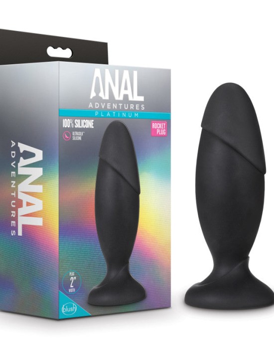 Anal Adventures Platinum Black Rocket Butt Plug