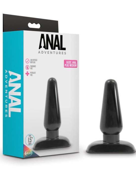 Anal Adventures Basic Medium Black Butt Plug