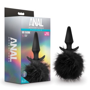 Anal Adventures Platinum Black Rabbit Tail Plug