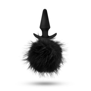 Anal Adventures Platinum Black Rabbit Tail Plug