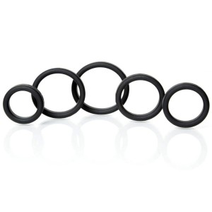 Boneyard Silicone Black Cock Ring 5 Pcs Kit