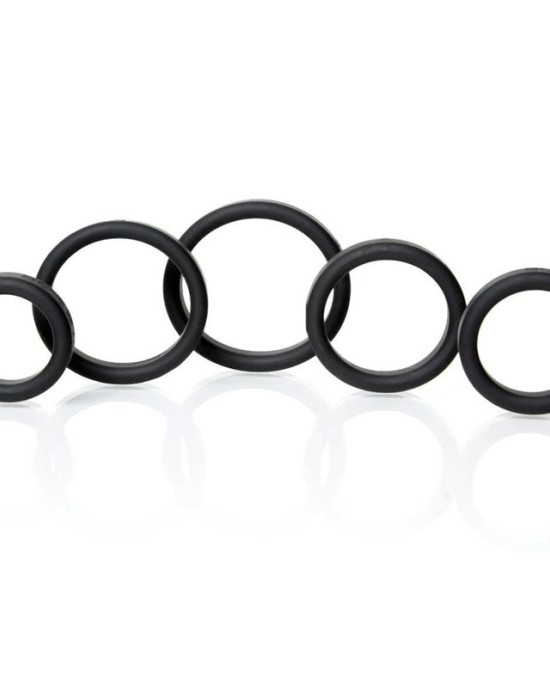 Boneyard Silicone Black Cock Ring 5 Pcs Kit