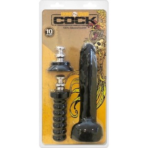 Boneyard Cock 10 inch Dong with Suction Cup & Handle - Black