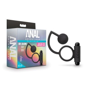 Anal Adventures Platinum Black Ball Butt & Vibrating C-Ring