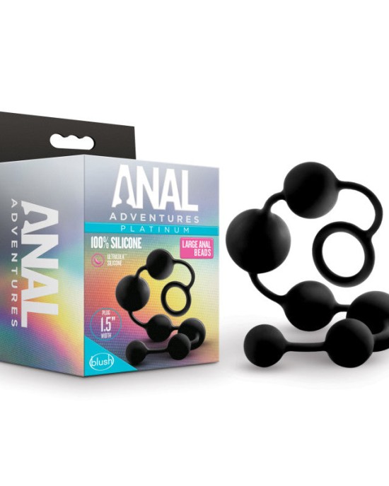 Anal Adventures Platinum Large Black Anal Beads