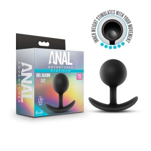 Anal Adventures Platinum Black Vibra Plug with Internal Weight