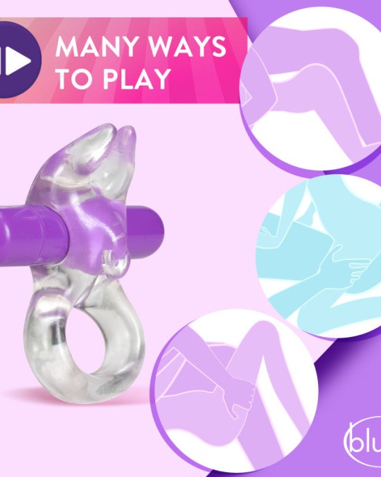 Play With Me Bull Vibrating C-Ring - Clear/Purple