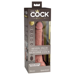 King Cock Elite 7 Inch Flesh Vibrating Dual Density Cock with Remote