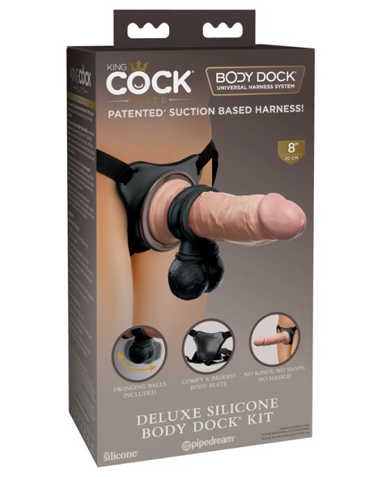 King Cock Elite Deluxe Body Dock Kit with Dong & Swinging Balls Ring