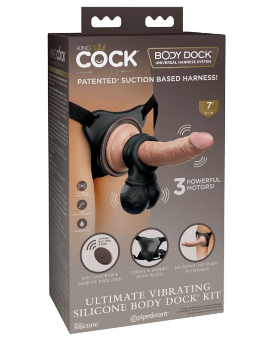 King Cock Elite Ultimate Vibrating Body Dock Kit with Vibrating Dong & Balls