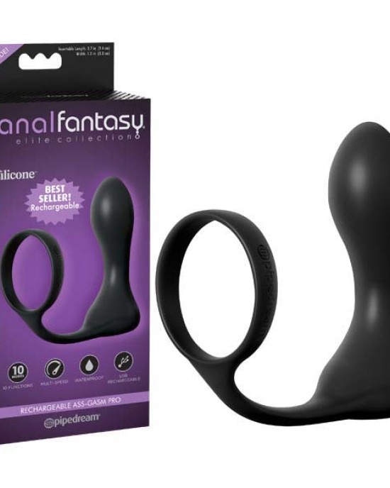 Anal Fantasy Elite Collection Ass-Gasm Pro Vibrating Anal Plug With Cock Ring