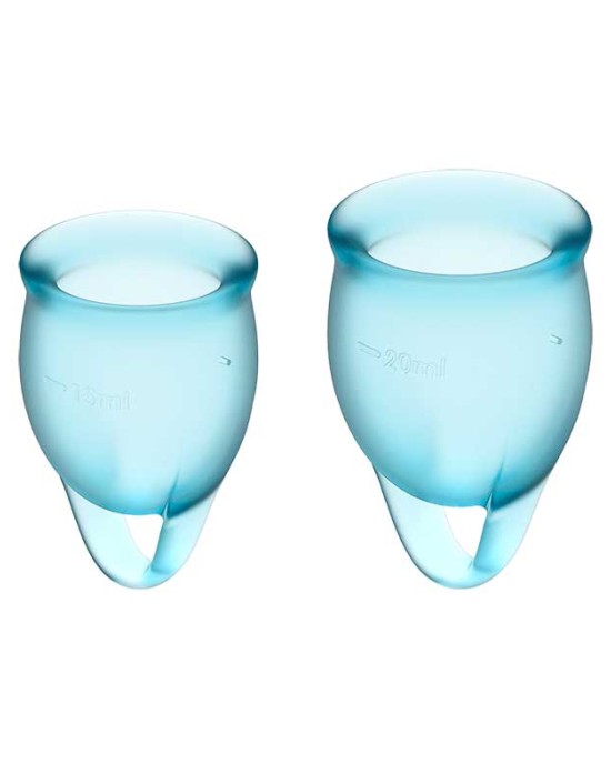 Satisfyer Feel Confident - Light Blue Silicone Menstrual Cups - Set of 2