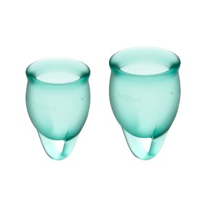 Satisfyer Feel Confident - Dark Green Silicone Menstrual Cups - Set of 2