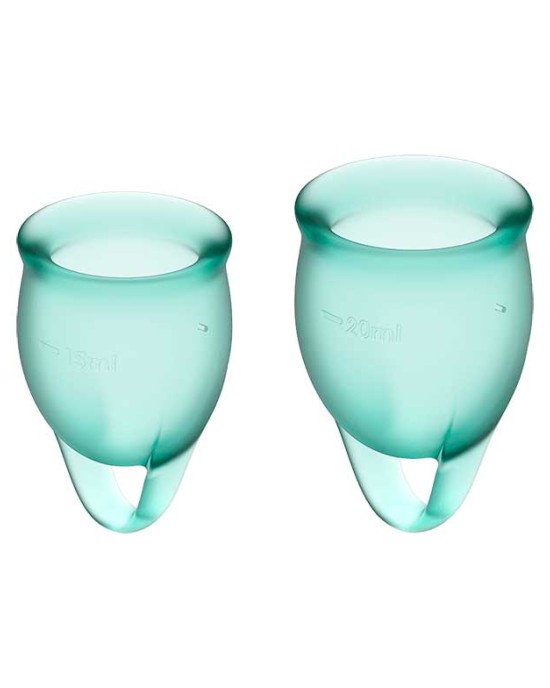 Satisfyer Feel Confident - Dark Green Silicone Menstrual Cups - Set of 2