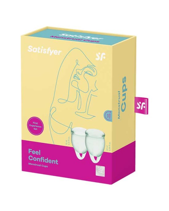 Satisfyer Feel Confident - Light Green - Silicone Menstrual Cups - Set of 2