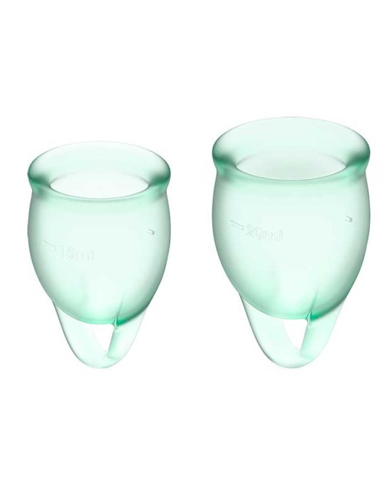 Satisfyer Feel Confident - Light Green - Silicone Menstrual Cups - Set of 2