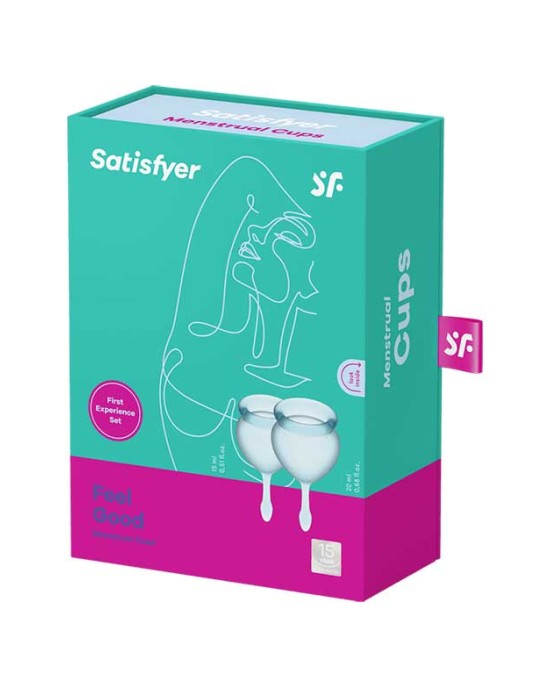 Satisfyer Feel Good - Light Blue Silicone Menstrual Cups - Set of 2