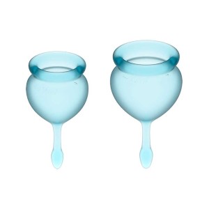 Satisfyer Feel Good - Light Blue Silicone Menstrual Cups - Set of 2