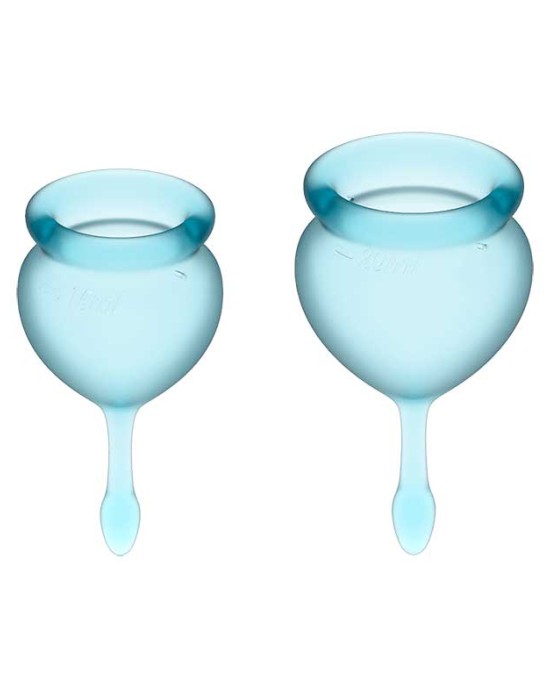 Satisfyer Feel Good - Light Blue Silicone Menstrual Cups - Set of 2