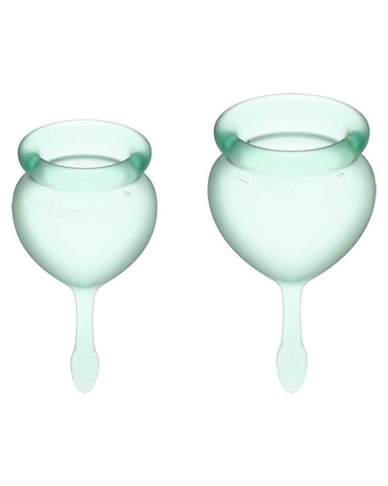 Satisfyer Feel Good - Light Green Silicone Menstrual Cups - Set of 2