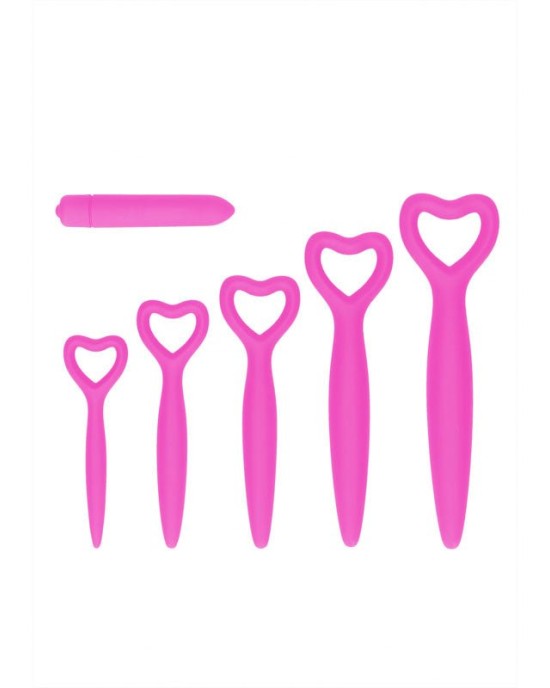 Ouch! Silicone Vaginal Dilator Set - Pink - Vibrating - Set of 5 Sizes