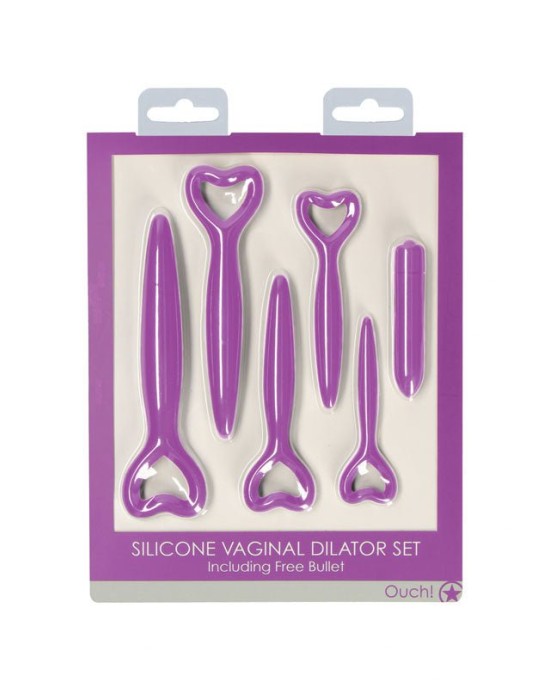 OUCH! Silicone Vaginal Dilator Set - Purple - Vibrating - Set of 5 Sizes