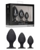 Ouch! Rippled Butt Plug Set - Black - 3 Sizes