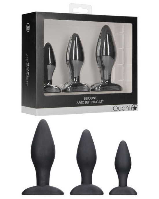 Ouch! Apex Butt Plug Set - Black - 3 Sizes