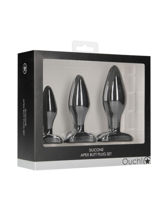 Ouch! Apex Butt Plug Set - Black - 3 Sizes