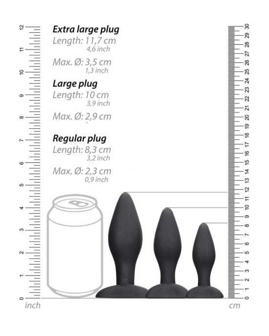 Ouch! Apex Butt Plug Set - Black - 3 Sizes