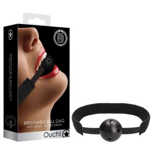 Ouch! Velvet & Velcro Adjustable Breathable Gag - Black