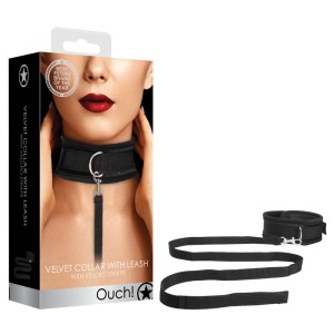 OUCH! Velvet & Velcro Adjustable Collar - Black