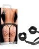 OUCH! Velvet & Velcro Adjustable Handcuffs with Handle - Black Restraints