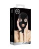 Ouch! Velvet & Velcro Mask with Eye and Mouth Opening - Black Hood