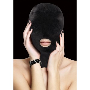 Ouch! Velvet & Velcro Mask with Mouth Opening - Black Hood