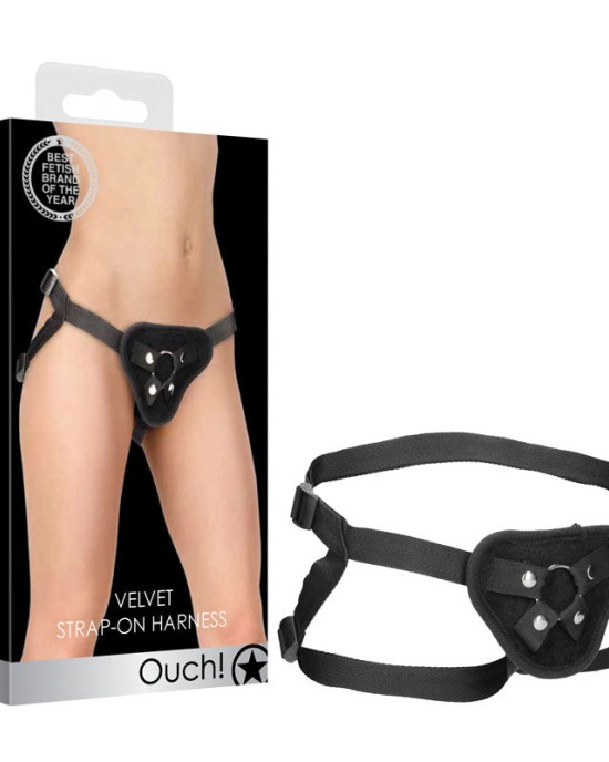 OUCH! Velvet & Velcro Adjustable Harness With O-Ring