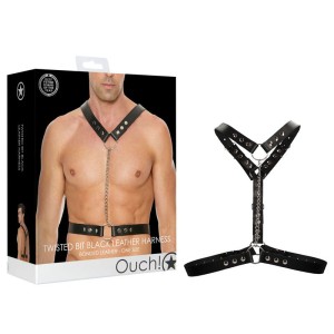 Ouch! Twisted Bit Black Leather Men's Harness