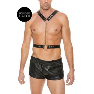 Ouch! Twisted Bit Black Leather Men's Harness