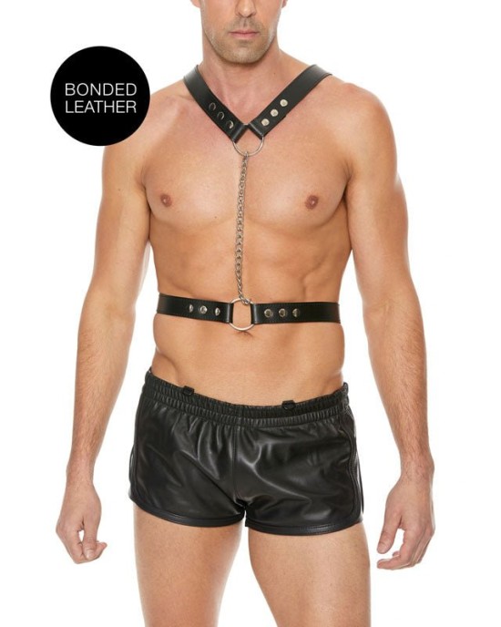 Ouch! Twisted Bit Black Leather Men's Harness