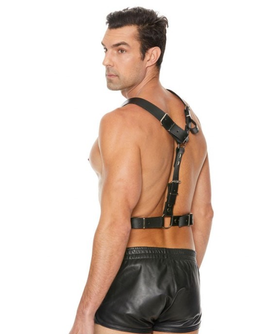 Ouch! Twisted Bit Black Leather Men's Harness