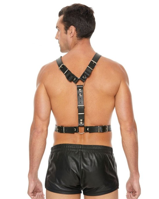 Ouch! Twisted Bit Black Leather Men's Harness